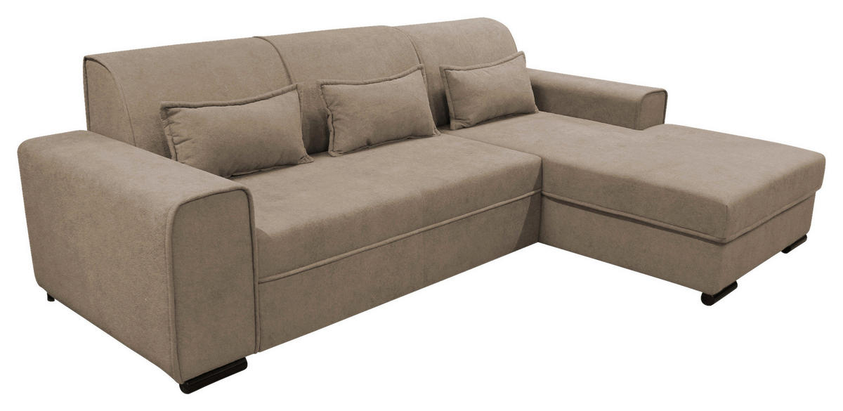 ECKSOFA Taupe Struktur, Bouclé  - Taupe/Schwarz, Design, Kunststoff/Textil (270/175cm) - MID.YOU