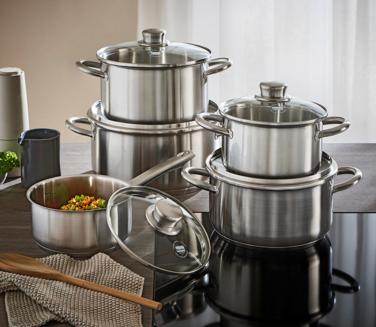 SADA HRNCOV,  5-dielne - Basics, kov/sklo (490/290/260cm) - Berndes