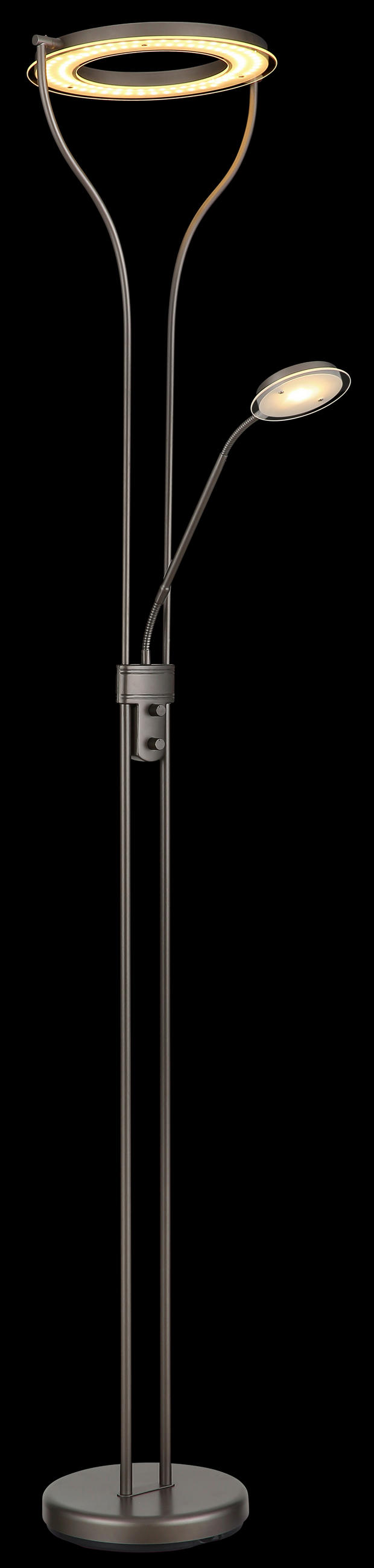 LED-STEHLEUCHTE Ebro 35/30/194 cm  - Klar/Schwarz, Design, Glas/Kunststoff (35/30/194cm) - Globo