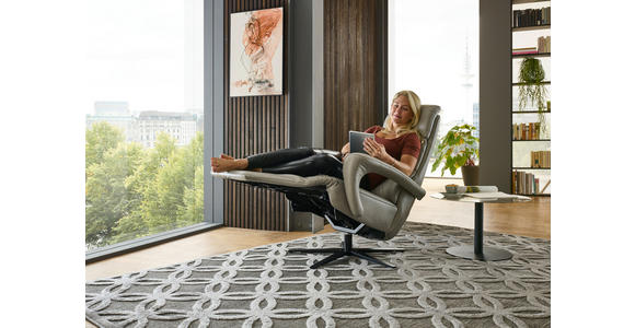 RELAXSESSEL in Leder Greige  - Greige/Schwarz, Design, Leder/Metall (76/110/86cm) - Dieter Knoll