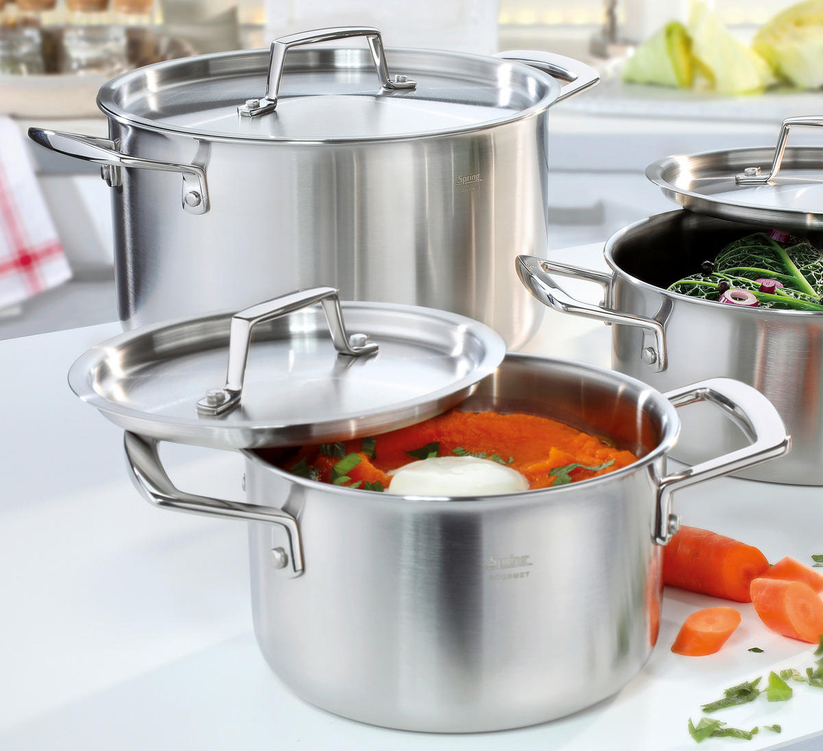 KOCHTOPFSET GOURMET  - Silberfarben, Basics, Metall - Spring