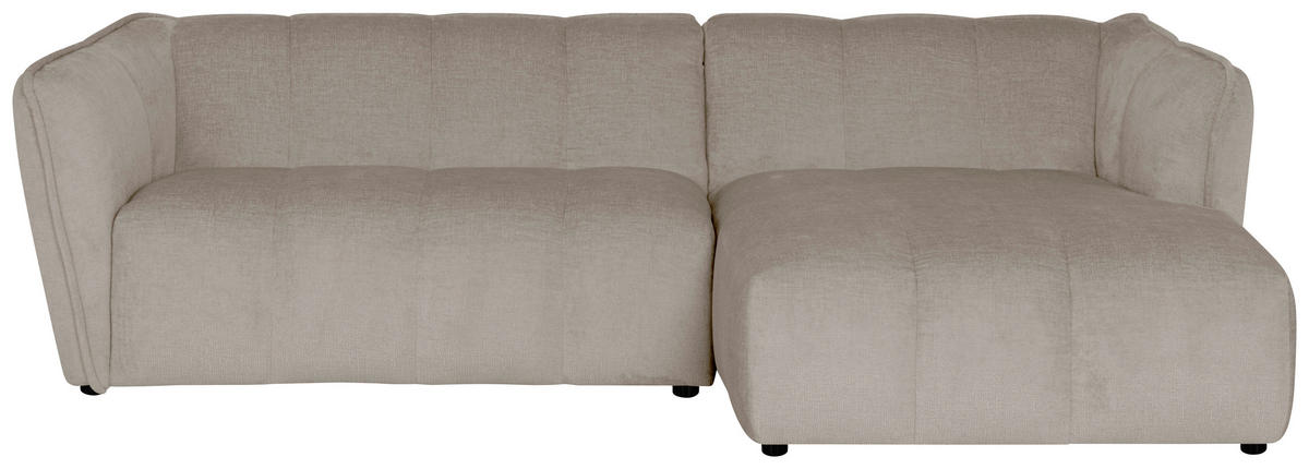 ECKSOFA LIVOLI in Chenille Creme  246/160 cm  - Creme/Schwarz, Design, Textil (246/160cm) - MID.YOU