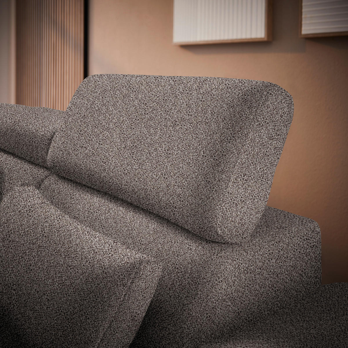 ECKSOFA Graubraun Velours  - Graubraun/Schwarz, Design, Textil/Metall (264/299cm) - Novel