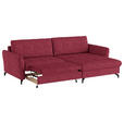 ECKSOFA in Flachgewebe, Leinenoptik Rot  - Rot/Schwarz, Design, Textil/Metall (242/170cm) - Xora