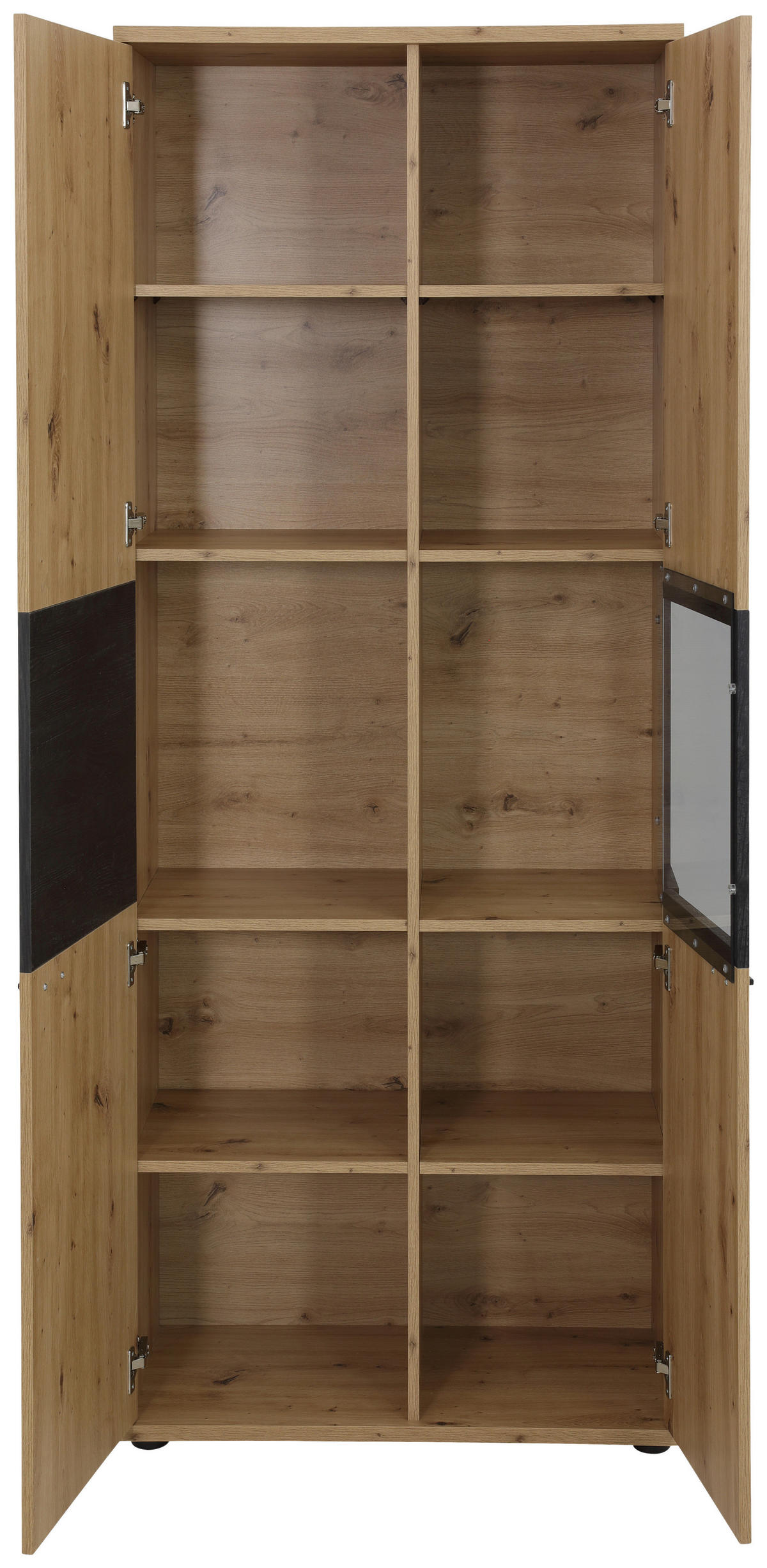 VITRINE  in Eiche Artisan  - Schwarz/Eiche Artisan, MODERN, Glas/Holzwerkstoff (80/197/40cm) - MID.YOU