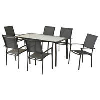 GARTENSET 7-teilig  - Graphitfarben/Grau, MODERN, Textil/Metall - Gardenson
