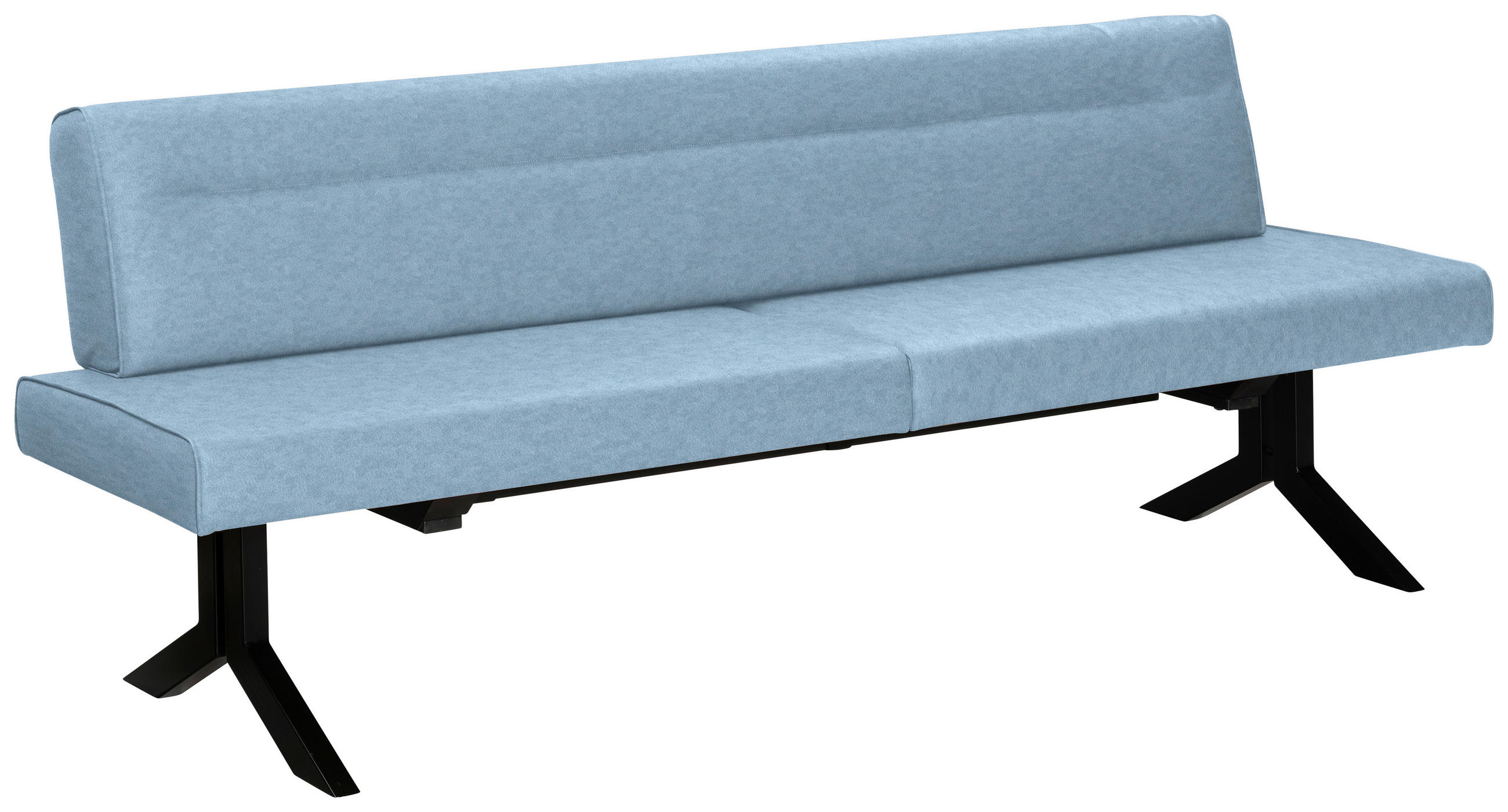 SITZBANK 220/87/70 cm Lederlook (vegan) Hellblau Metall  - Schwarz/Hellblau, KONVENTIONELL, Textil/Metall (220/87/70cm) - Moderano
