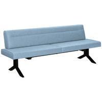 SITZBANK 220/87/70 cm Lederlook (vegan) Hellblau Metall  - Schwarz/Hellblau, KONVENTIONELL, Textil/Metall (220/87/70cm) - Moderano