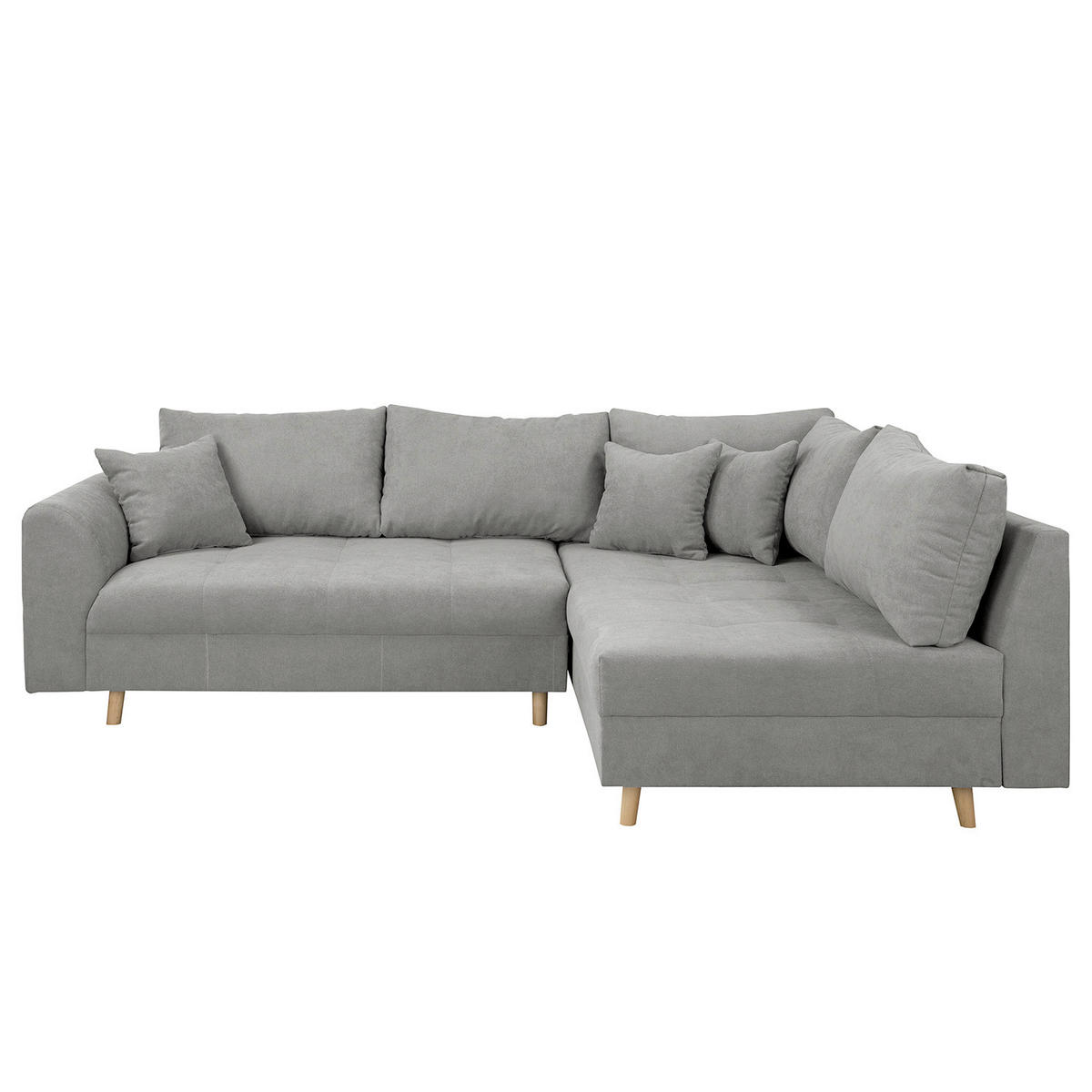 ECKSOFA inkl. Hocker Ariella Grau Mikrofaser  - Naturfarben/Grau, Design, Holz/Textil (161/231cm) - Livetastic