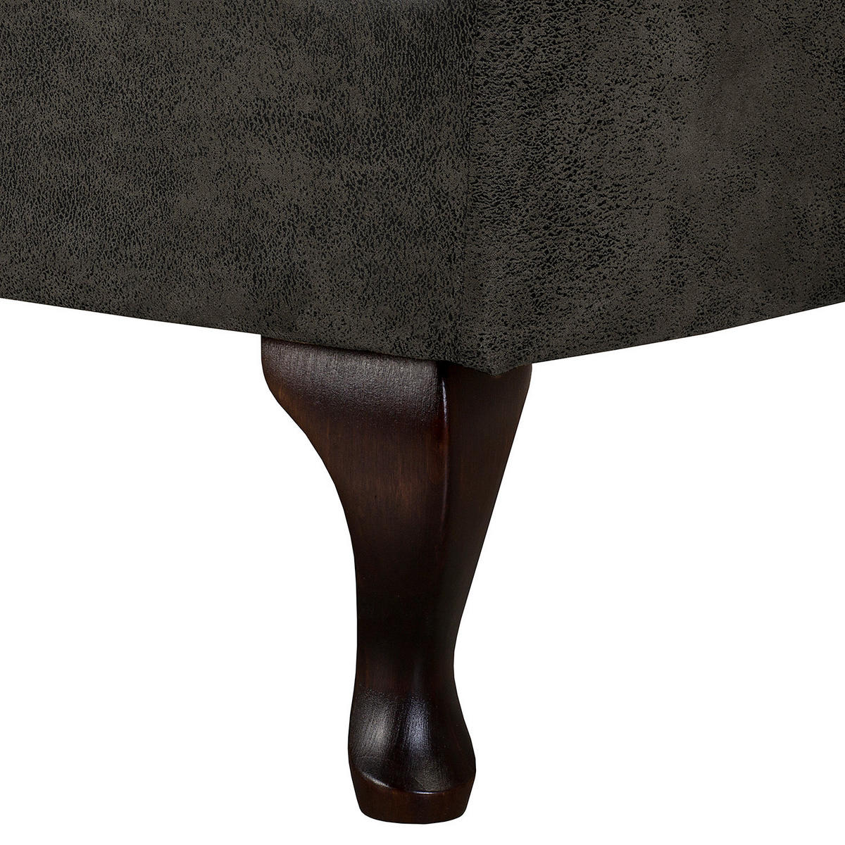 RÉCAMIERE Lederlook Anthrazit  - Anthrazit/Braun, Design, Holz/Textil (185/93/75cm) - Livetastic