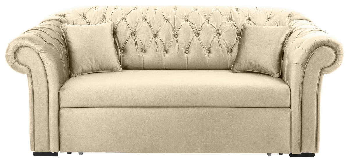 KANAPÉÁGY textil bézs  - bézs/fekete, Design, textil/fa (213/86/99cm) - MID.YOU