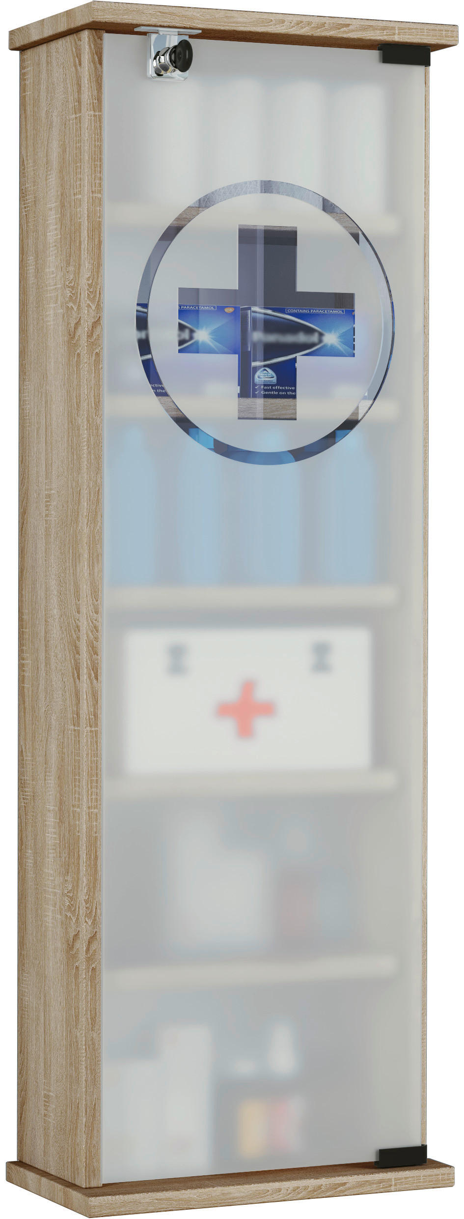 MEDIZINSCHRANK 31/92/18 cm  - Sonoma Eiche, Basics, Glas/Holzwerkstoff (31/92/18cm) - MID.YOU