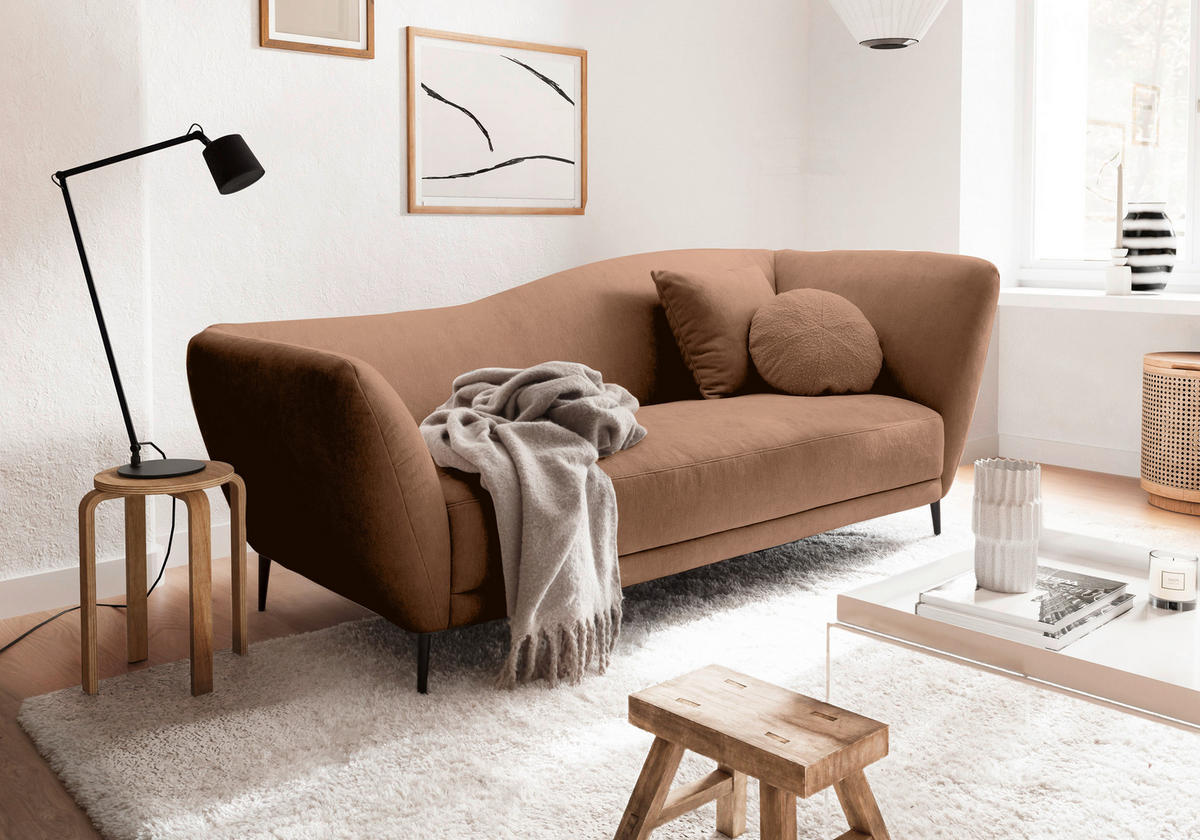 RÉCAMIERE Braun Chenille Zierkissen, Rücken echt  - Schwarz/Braun, KONVENTIONELL, Textil/Metall (224/70/97cm) - Hom`in