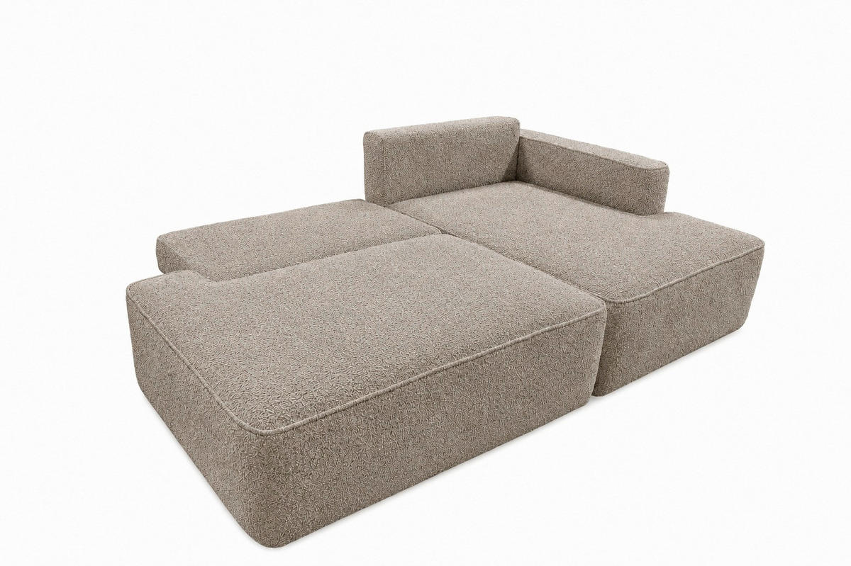 ECKSOFA FREDO Hellbraun Bouclé  - Hellbraun/Schwarz, Design, Kunststoff/Textil (233/150cm) - MID.YOU