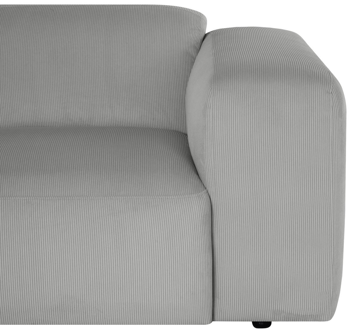 ECKSOFA in Cord Hellgrau  - Hellgrau/Schwarz, Design, Kunststoff/Textil (170/252cm) - MID.YOU
