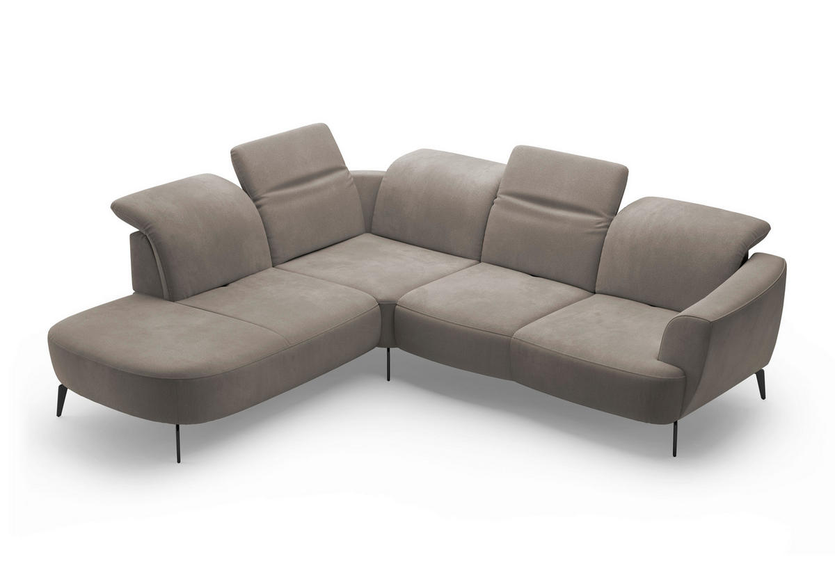 ECKSOFA in Flachgewebe Schlammfarben  267/300 cm  - Schlammfarben/Schwarz, KONVENTIONELL, Textil/Metall (267/300cm) - Sit & More