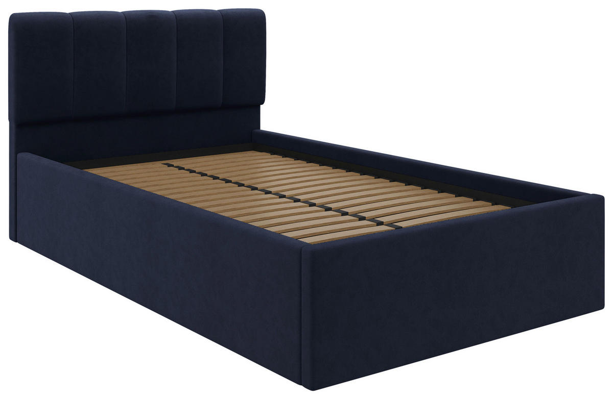 POLSTERBETT Lattenrost, Bettkasten Dunkelblau 120/200 cm  - Schwarz/Naturfarben, Design, Holz/Kunststoff (120/200cm) - Stylife