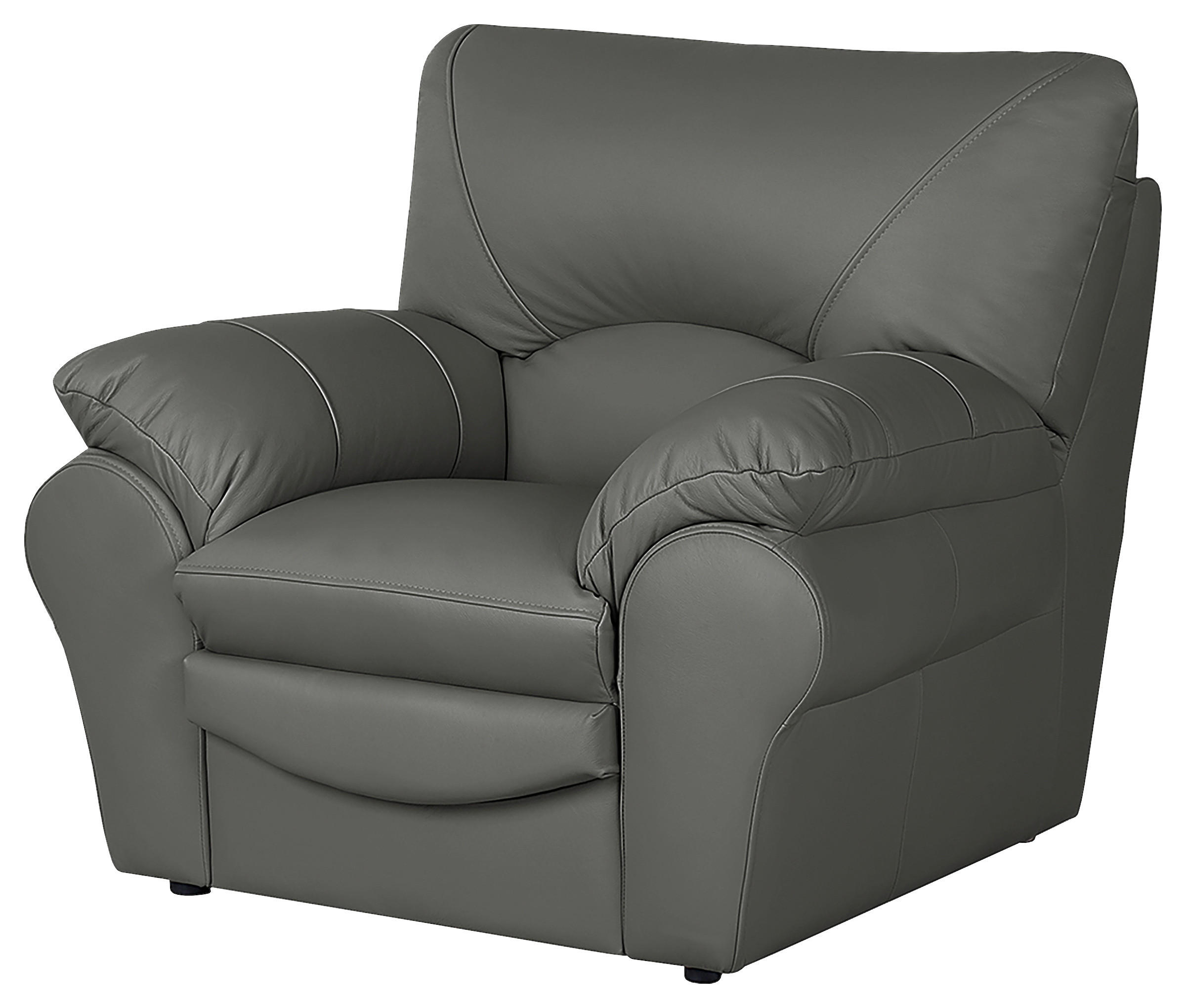 SESSEL in Echtleder Anthrazit  - Anthrazit/Schwarz, Design, Leder/Kunststoff (105/92/85cm) - Livetastic