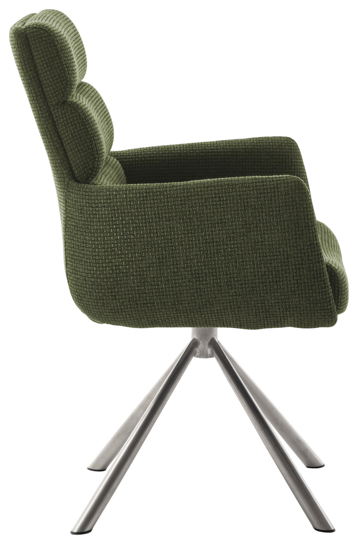 ARMLEHNSTUHL  in Edelstahl Webstoff  - Edelstahlfarben/Olivgrün, Design, Textil/Metall (61/90/64cm) - Dieter Knoll
