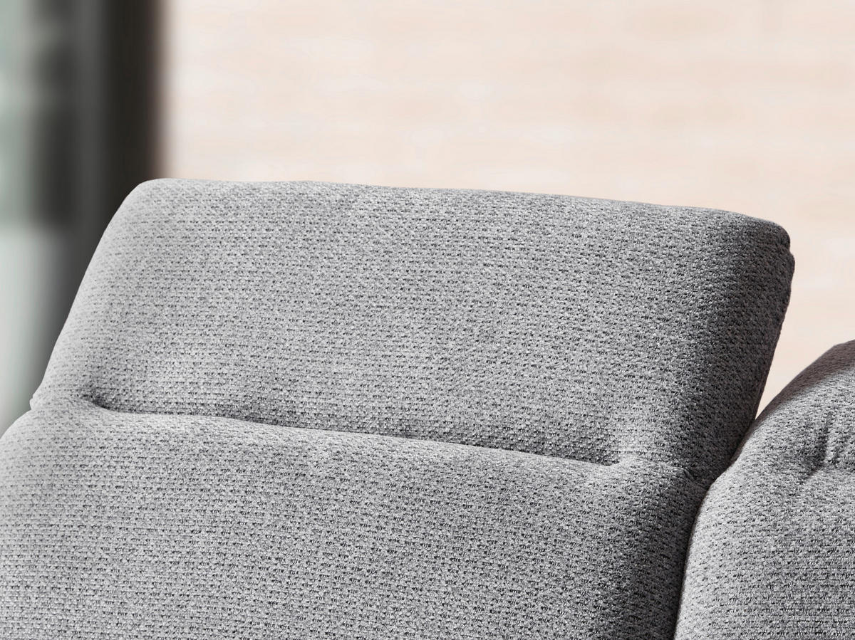ECKSOFA in Chenille Grau  - Schwarz/Grau, Design, Textil/Metall (289/180cm) - Stylife