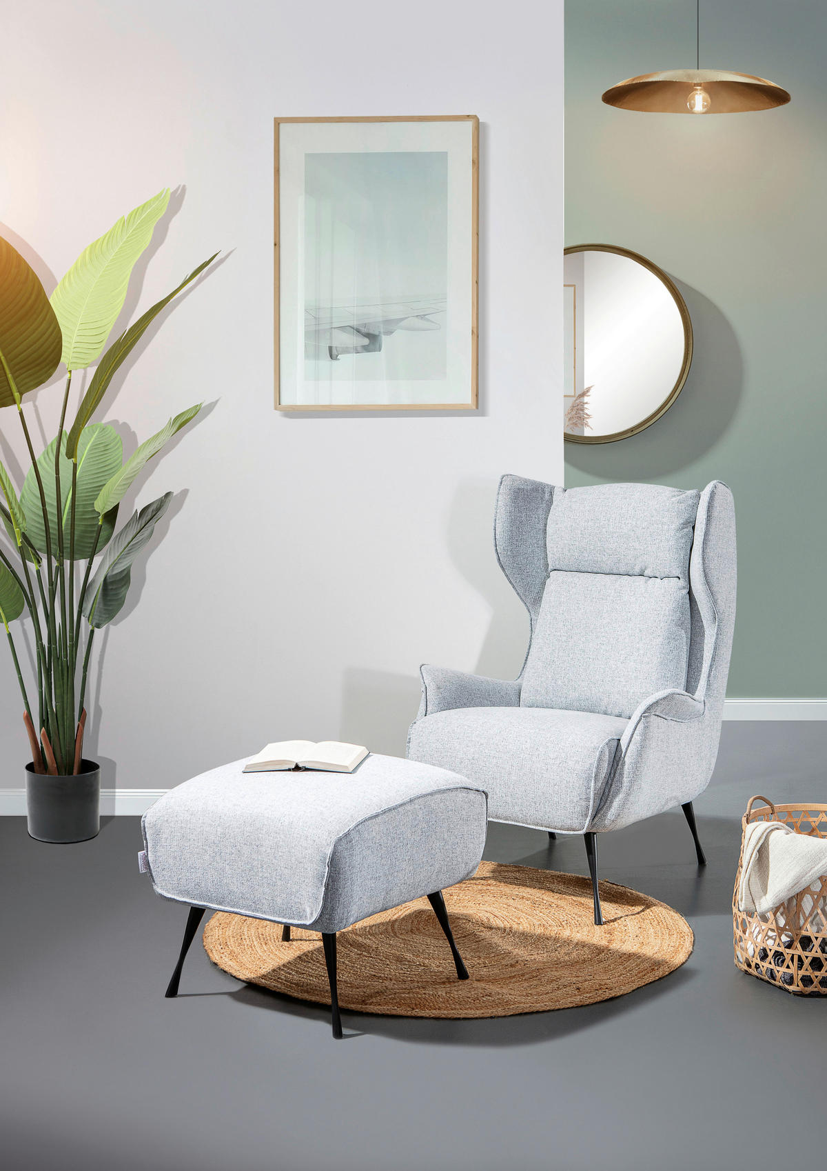 PALL i textil ljusgrå  - ljusgrå/svart, Design, metall/textil (60/49/53cm)