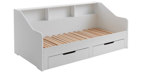 AUSZIEHBETT 90-180/200 cm  in Weiß  - Buchefarben/Weiß, KONVENTIONELL, Holzwerkstoff (90-180/200cm) - Carryhome