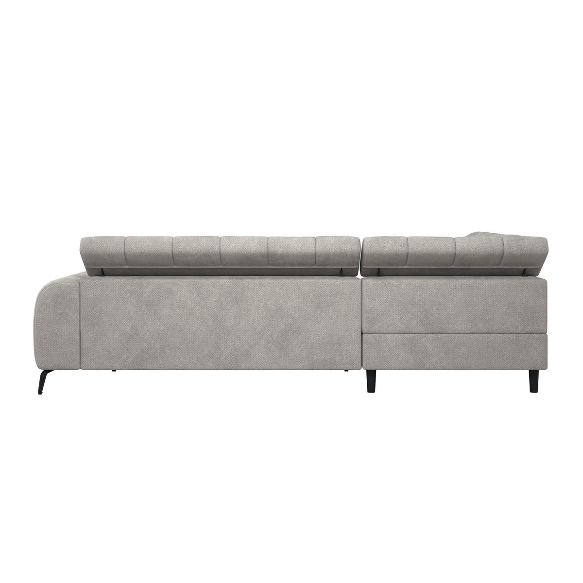 ECKSOFA VOLF Hellgrau Flachgewebe Bettkasten, Kopfteilverstellung  - Hellgrau/Schwarz, Trend, Kunststoff/Textil (203/261cm) - Livetastic