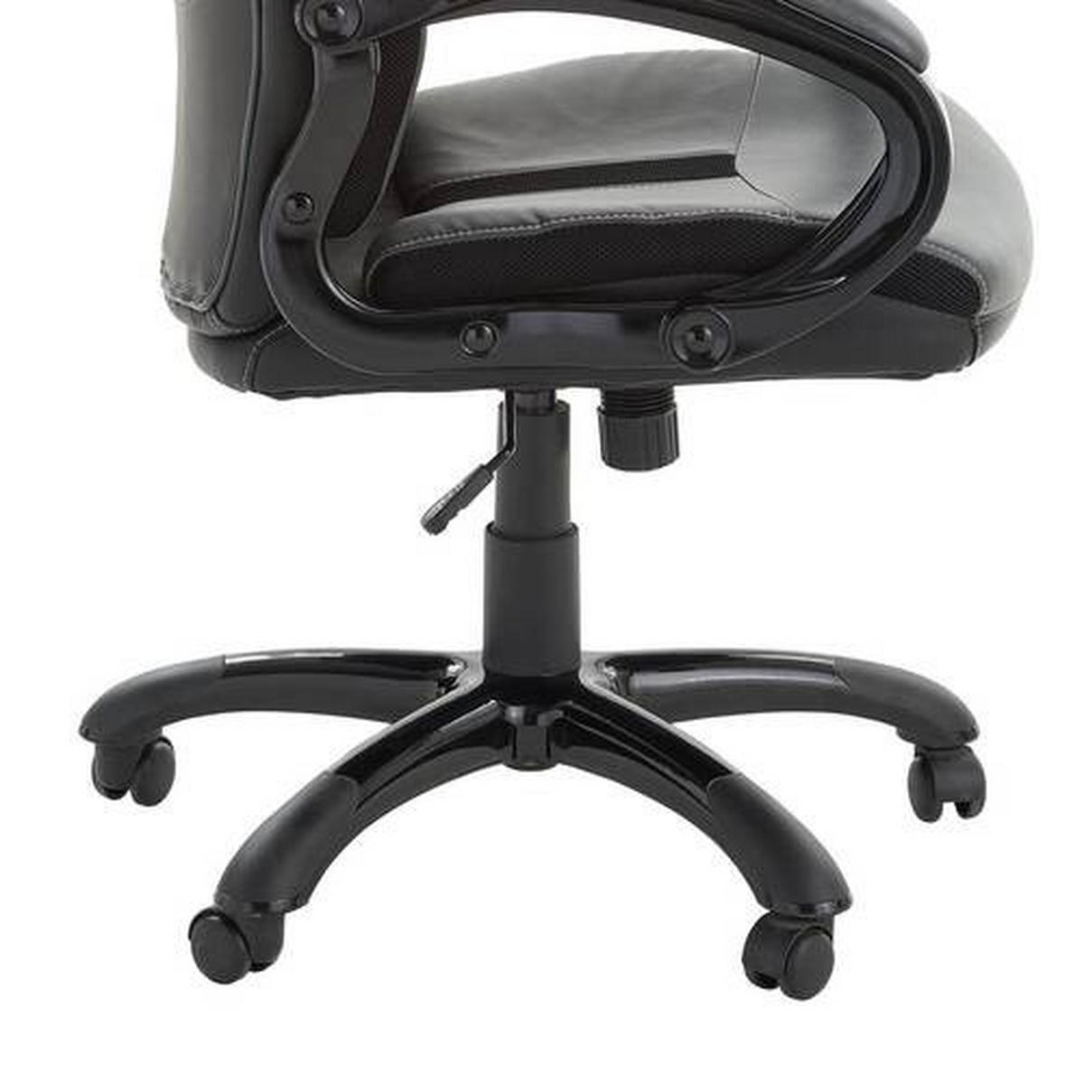 DREHSTUHL Lederlook Grau, Schwarz  - Schwarz/Weiß, Design, Kunststoff/Textil (64/115-125/74cm) - Carryhome