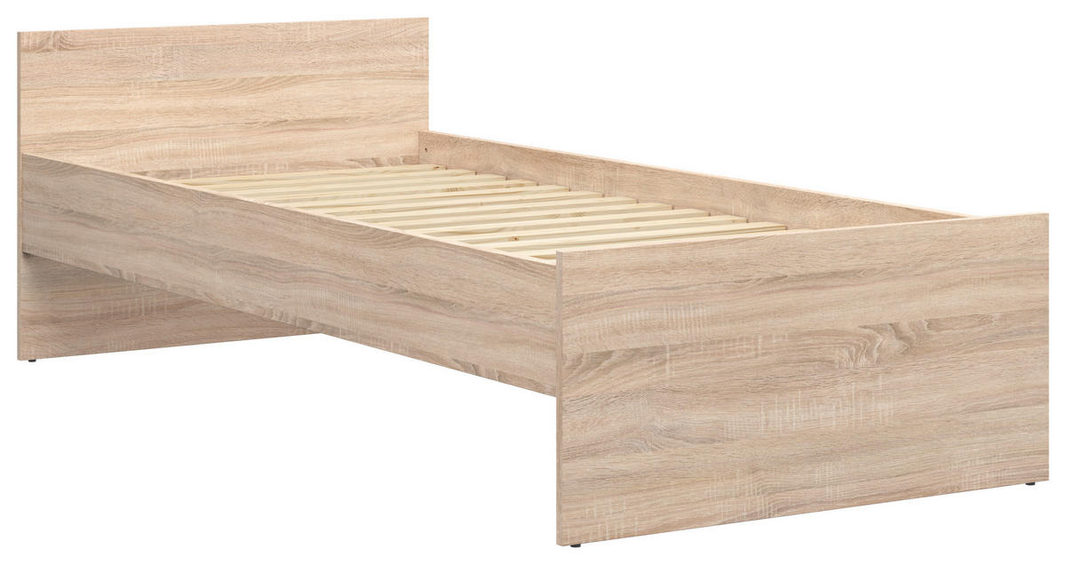POSTELJA 90 cm   x 200 cm  , les, leseni material hrast sonoma  - hrast sonoma, Moderno, leseni material/les (90/200cm) - MID.YOU