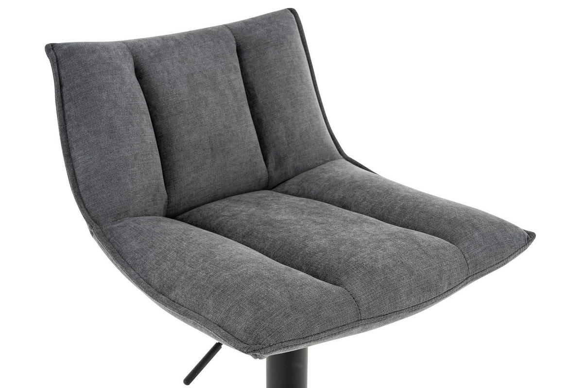 BARHOCKER Webstoff Grau, Schwarz Eisen Sitzfläche 360° drehbar  - Schwarz/Grau, MODERN, Textil/Metall (46/87-108/52cm) - MID.YOU