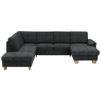 WOHNLANDSCHAFT in Velours Anthrazit  - Eichefarben/Anthrazit, KONVENTIONELL, Holz/Textil (235/316/167cm) - Beldomo System