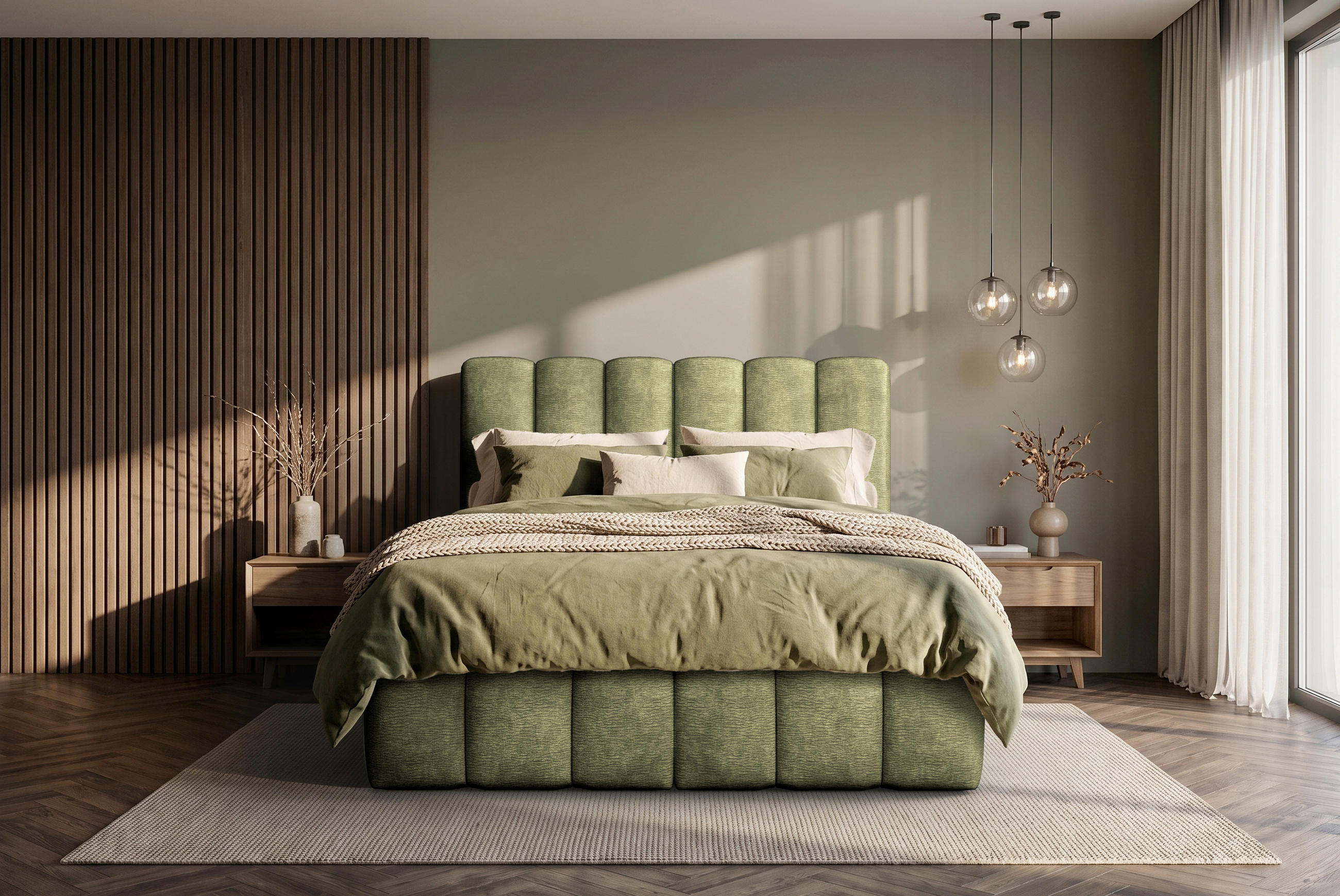 BOXSPRINGBETT 180/200 cm,  in Grün, Matratze, H3 + H4 = fest + sehr fest  - Schwarz/Grün, Modern, Holz/Holzwerkstoff (180/200cm) - MID.YOU
