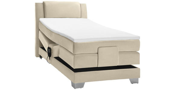BOXSPRINGBETT 100/200 cm in Hellbraun - Hellbraun/Silberfarben, KONVENTIONELL, Kunststoff/Textil (100/200cm) - Esposa
