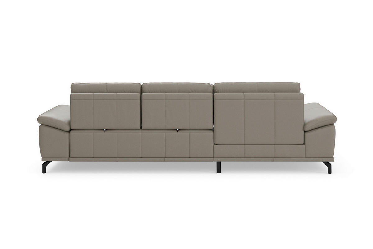 ROHOVÁ SEDAČKA, kůže, šedá - šedá/černá, Basics, kov/kůže (176/301cm) - Sit & More