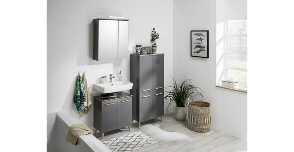 MIDISCHRANK 60/123,2/33 cm - Eichefarben/Grau, KONVENTIONELL, Holzwerkstoff (60/123,2/33cm) - Xora