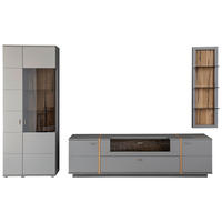 REGAL ZA DNEVNI BORAVAK siva, boje hrasta   - siva/boje hrasta, Design, staklo/drvni materijal (326/207/50cm) - MID.YOU