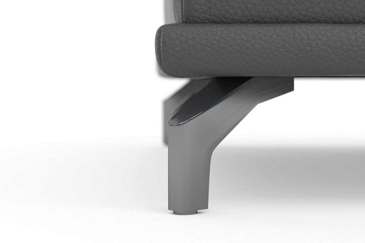 HOCKER COSTELLO E Echtleder Anthrazit  - Anthrazit/Schwarz, Basics, Leder/Metall (133/47/72cm) - Sit & More