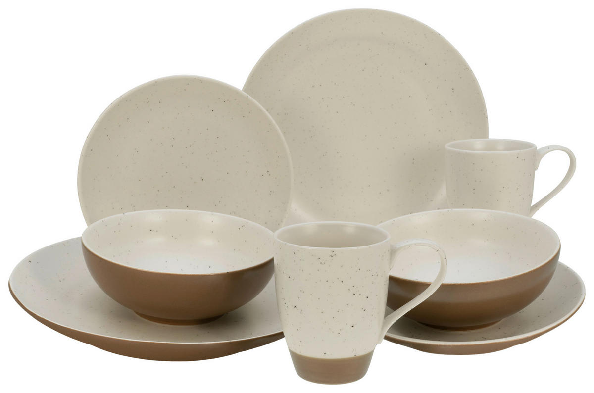 KOMBINOVANÁ SOUPRAVA, 16dílné, kamenina - bílá/terracotta, Trend, keramika (34/32/33cm) - Creatable
