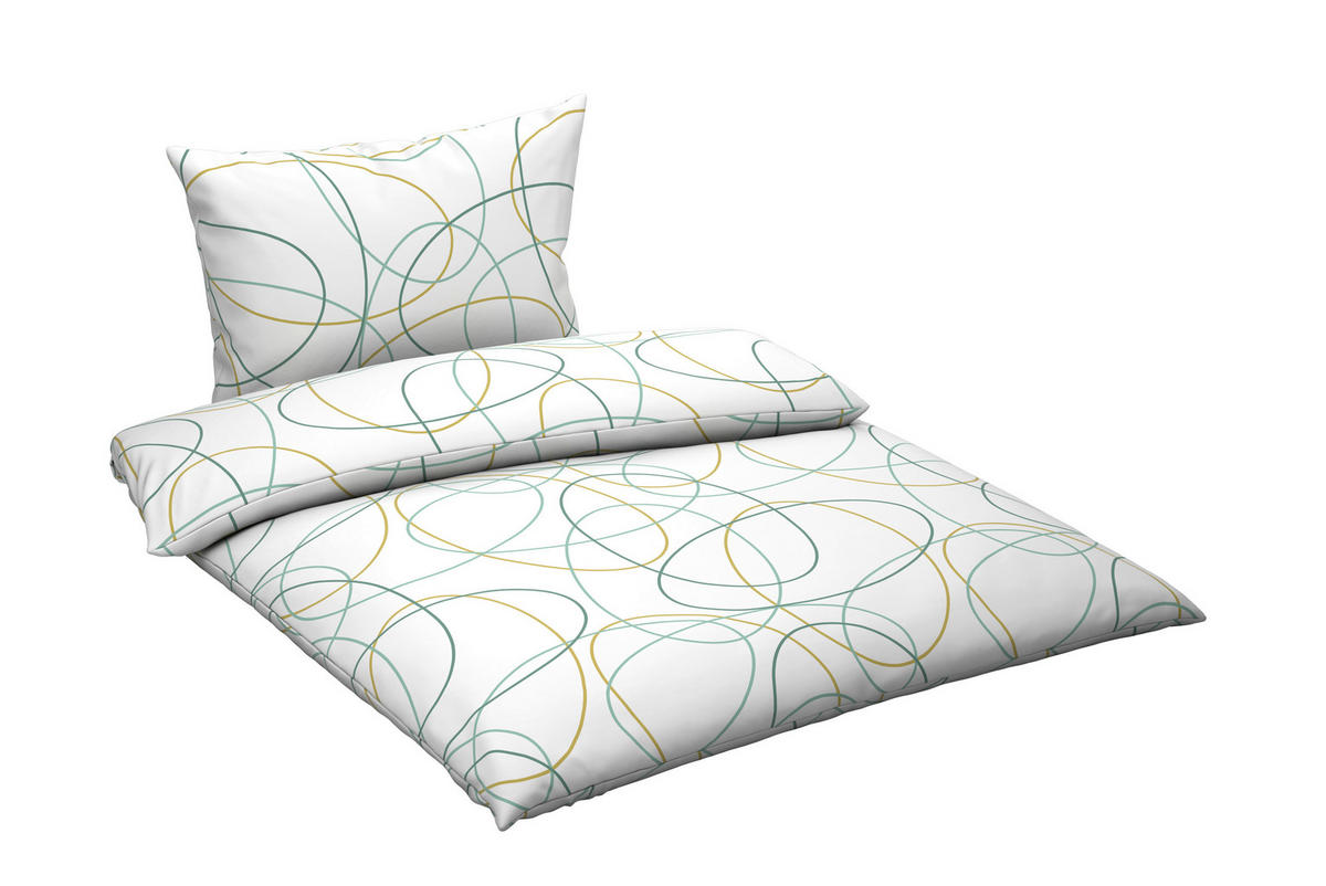 BETTWÄSCHE Mavie Renforcé 140/200 cm  - Weiß/Grün, KONVENTIONELL, Textil (140/200cm) - Esposa