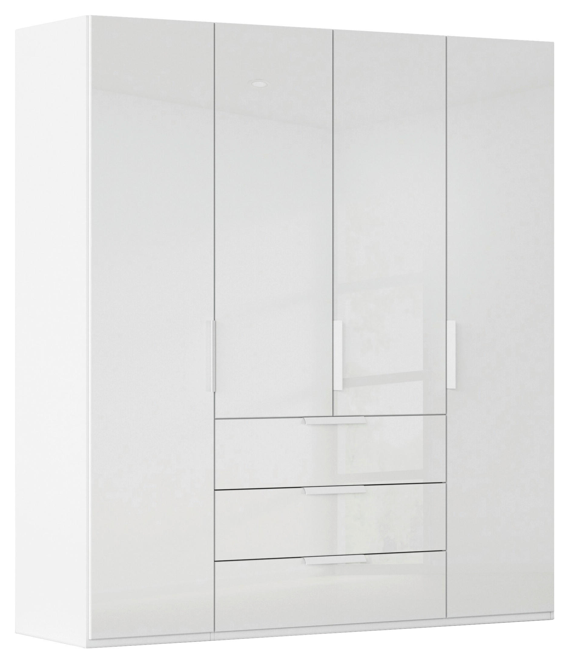 DREHTÜRENSCHRANK 201/223/61 cm,  in Weiß, 4-türig  - Weiß, Basics, Glas/Holzwerkstoff (201/223/61cm) - Novel