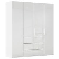 DREHTÜRENSCHRANK 201/223/61 cm,  in Weiß, 4-türig  - Weiß, Basics, Glas/Holzwerkstoff (201/223/61cm) - Novel