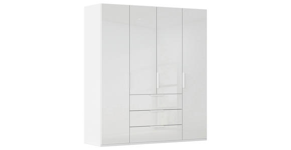 DREHTÜRENSCHRANK 201/223/61 cm,  in Weiß, 4-türig  - Weiß, Basics, Glas/Holzwerkstoff (201/223/61cm) - Novel