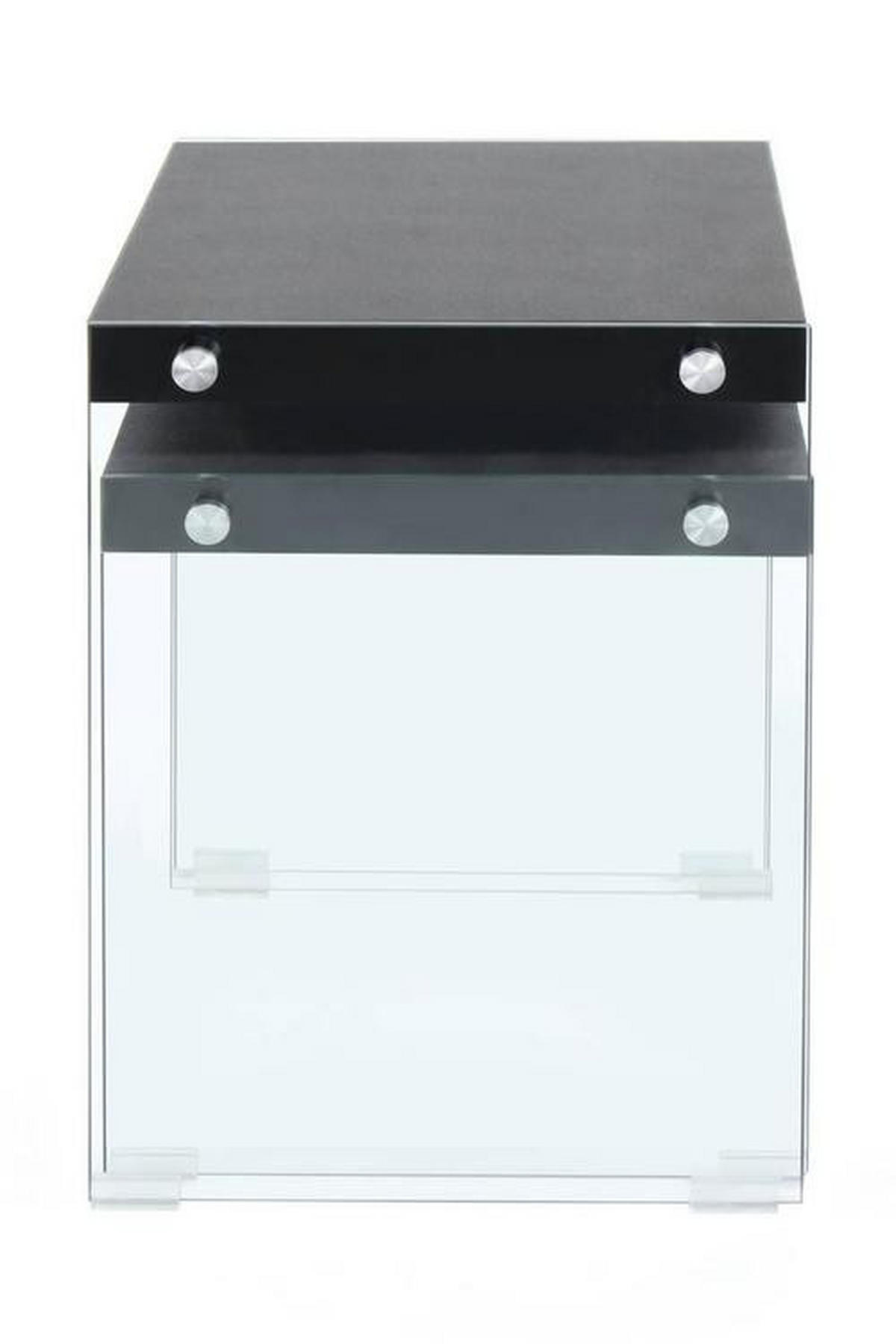 SIDOBORD SET i glas, trämaterial  - klar/svart, Basics, trämaterial/glas - Kayoom