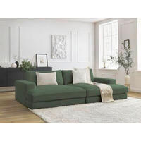 BIGSOFA LEONARD Cord Dunkelgrün  - Dunkelgrün/Schwarz, MODERN, Kunststoff/Textil (274/77/159cm)