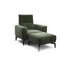 Sessel inkl. Hocker Samt    - Waldgrün/Schwarz, Design, Textil/Metall (110/85/86-94cm) - SENSOO