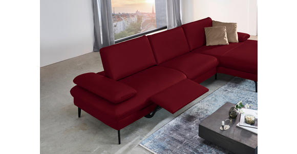 ECKSOFA in Echtleder Dunkelrot 325/157 cm - Schwarz/Dunkelrot, Design, Leder/Metall (325/157cm) - Dieter Knoll