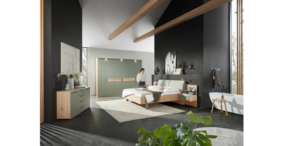 BETTANLAGE 180/200 cm  in Eichefarben, Olivgrün  - Eichefarben/Olivgrün, Design, Holz/Holzwerkstoff (180/200cm) - Dieter Knoll