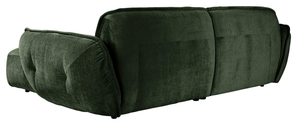 BIGSOFA in Chenille Dunkelgrün  - Dunkelgrün/Schwarz, Modern, Kunststoff/Textil (285/87/184cm) - Trendmanufaktur
