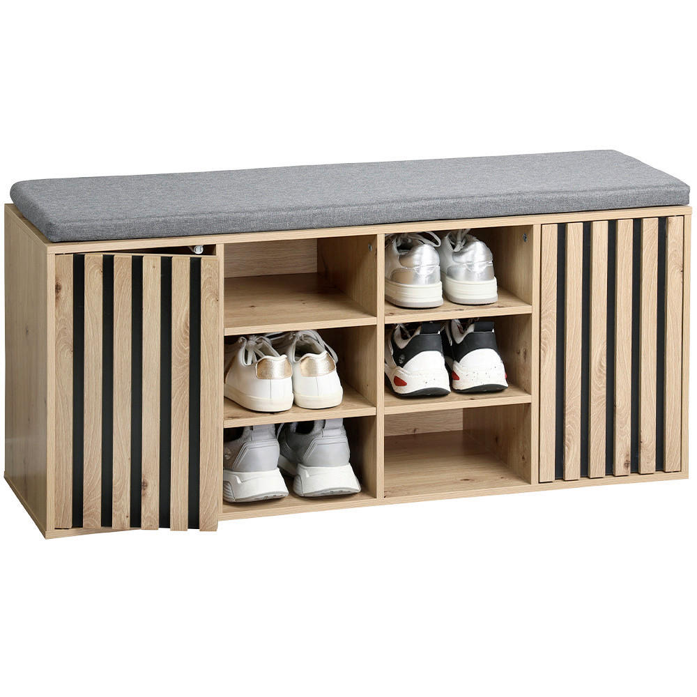 SCHUHSCHRANK  in 103/48/29.5 cm  - Eichefarben/Schwarz, Design, Holzwerkstoff/Textil (103/48/29.5cm) - Kesper