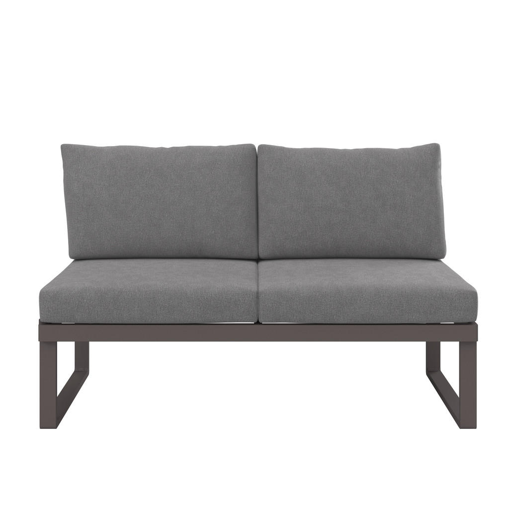 Thumbnail - Dieter Knoll Loungesofa, Anthrazit, Hellgrau, Dunkelgrau, Metall, Textil, 2-Sitzer, Füllung: Schaumstoff, 134x74x76 cm, ...